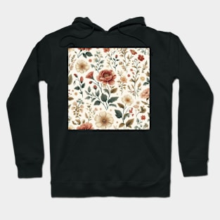 Simple Vintage Flower Pattern Hoodie